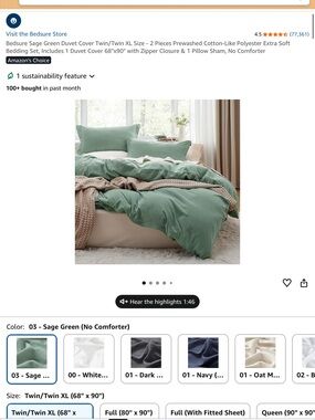 Sage Green Duvet Cover Set -